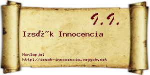 Izsák Innocencia névjegykártya